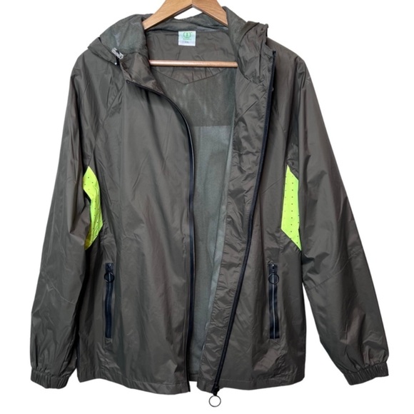 Hengli Dark Green Zip Up Hooded Wind Breaker Rain Jacket Coat - Picture 6 of 16